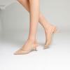 imageMostrin Kitten Heels for Women Pointed Toe Pumps Patent Leather Low Heel Slingback Heels with Buckle Dress Shoes for Dating Party WorkingNude Mesh 06