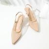 imageMostrin Kitten Heels for Women Pointed Toe Pumps Patent Leather Low Heel Slingback Heels with Buckle Dress Shoes for Dating Party WorkingNude Mesh 06