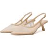 imageMostrin Kitten Heels for Women Pointed Toe Pumps Patent Leather Low Heel Slingback Heels with Buckle Dress Shoes for Dating Party WorkingNude Mesh 06
