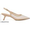 imageMostrin Kitten Heels for Women Pointed Toe Pumps Patent Leather Low Heel Slingback Heels with Buckle Dress Shoes for Dating Party WorkingNude Mesh 06