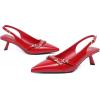 imageMostrin Kitten Heels for Women Pointed Toe Pumps Patent Leather Low Heel Slingback Heels with Buckle Dress Shoes for Dating Party WorkingRuby03