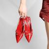imageMostrin Kitten Heels for Women Pointed Toe Pumps Patent Leather Low Heel Slingback Heels with Buckle Dress Shoes for Dating Party WorkingRuby03