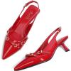 imageMostrin Kitten Heels for Women Pointed Toe Pumps Patent Leather Low Heel Slingback Heels with Buckle Dress Shoes for Dating Party WorkingRuby03