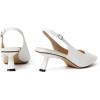 imageMostrin Kitten Heels for Women Pointed Toe Pumps Patent Leather Low Heel Slingback Heels with Buckle Dress Shoes for Dating Party WorkingWhite 06