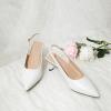 imageMostrin Kitten Heels for Women Pointed Toe Pumps Patent Leather Low Heel Slingback Heels with Buckle Dress Shoes for Dating Party WorkingWhite 06