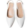 imageMostrin Kitten Heels for Women Pointed Toe Pumps Patent Leather Low Heel Slingback Heels with Buckle Dress Shoes for Dating Party WorkingWhite 06