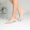 imageMostrin Kitten Heels for Women Pointed Toe Pumps Patent Leather Low Heel Slingback Heels with Buckle Dress Shoes for Dating Party WorkingWhite Mesh 06