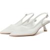 imageMostrin Kitten Heels for Women Pointed Toe Pumps Patent Leather Low Heel Slingback Heels with Buckle Dress Shoes for Dating Party WorkingWhite Mesh 06
