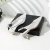 imageMostrin Kitten Heels for Women Pointed Toe Pumps Patent Leather Low Heel Slingback Heels with Buckle Dress Shoes for Dating Party WorkingWhite Mesh 06