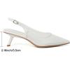 imageMostrin Kitten Heels for Women Pointed Toe Pumps Patent Leather Low Heel Slingback Heels with Buckle Dress Shoes for Dating Party WorkingWhite Mesh 06