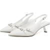 imageMostrin Kitten Heels for Women Pointed Toe Pumps Patent Leather Low Heel Slingback Heels with Buckle Dress Shoes for Dating Party WorkingWhite Pu03