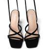 imageMostrin Womens Sandals Strappy Heels for Women Lace Up Square Open Toe Heels Tie Up High Heeled Sandals for Prom Party Daily WearBlack Suede
