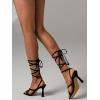 imageMostrin Womens Sandals Strappy Heels for Women Lace Up Square Open Toe Heels Tie Up High Heeled Sandals for Prom Party Daily WearBlack Suede