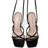 imageMostrin Womens Sandals Strappy Heels for Women Lace Up Square Open Toe Heels Tie Up High Heeled Sandals for Prom Party Daily WearBlack2