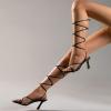 imageMostrin Womens Sandals Strappy Heels for Women Lace Up Square Open Toe Heels Tie Up High Heeled Sandals for Prom Party Daily WearBlack2