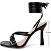 imageMostrin Womens Sandals Strappy Heels for Women Lace Up Square Open Toe Heels Tie Up High Heeled Sandals for Prom Party Daily WearBlack2