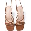 imageMostrin Womens Sandals Strappy Heels for Women Lace Up Square Open Toe Heels Tie Up High Heeled Sandals for Prom Party Daily WearBrown