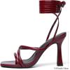 imageMostrin Womens Sandals Strappy Heels for Women Lace Up Square Open Toe Heels Tie Up High Heeled Sandals for Prom Party Daily WearBurgundy
