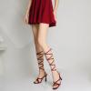 imageMostrin Womens Sandals Strappy Heels for Women Lace Up Square Open Toe Heels Tie Up High Heeled Sandals for Prom Party Daily WearBurgundy Suede