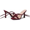imageMostrin Womens Sandals Strappy Heels for Women Lace Up Square Open Toe Heels Tie Up High Heeled Sandals for Prom Party Daily WearBurgundy Suede