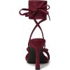 imageMostrin Womens Sandals Strappy Heels for Women Lace Up Square Open Toe Heels Tie Up High Heeled Sandals for Prom Party Daily WearBurgundy Suede