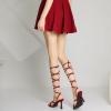 imageMostrin Womens Sandals Strappy Heels for Women Lace Up Square Open Toe Heels Tie Up High Heeled Sandals for Prom Party Daily WearBurgundy Suede