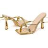 imageMostrin Womens Sandals Strappy Heels for Women Lace Up Square Open Toe Heels Tie Up High Heeled Sandals for Prom Party Daily WearGold