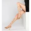 imageMostrin Womens Sandals Strappy Heels for Women Lace Up Square Open Toe Heels Tie Up High Heeled Sandals for Prom Party Daily WearGold