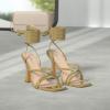 imageMostrin Womens Sandals Strappy Heels for Women Lace Up Square Open Toe Heels Tie Up High Heeled Sandals for Prom Party Daily WearGold