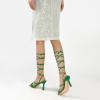 imageMostrin Womens Sandals Strappy Heels for Women Lace Up Square Open Toe Heels Tie Up High Heeled Sandals for Prom Party Daily WearGreen