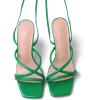 imageMostrin Womens Sandals Strappy Heels for Women Lace Up Square Open Toe Heels Tie Up High Heeled Sandals for Prom Party Daily WearGreen