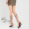 imageMostrin Womens Sandals Strappy Heels for Women Lace Up Square Open Toe Heels Tie Up High Heeled Sandals for Prom Party Daily WearLeopard