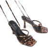 imageMostrin Womens Sandals Strappy Heels for Women Lace Up Square Open Toe Heels Tie Up High Heeled Sandals for Prom Party Daily WearLeopard