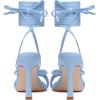 imageMostrin Womens Sandals Strappy Heels for Women Lace Up Square Open Toe Heels Tie Up High Heeled Sandals for Prom Party Daily WearLight Blue