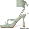 imageMostrin Womens Sandals Strappy Heels for Women Lace Up Square Open Toe Heels Tie Up High Heeled Sandals for Prom Party Daily WearLight Green