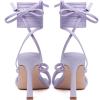 imageMostrin Womens Sandals Strappy Heels for Women Lace Up Square Open Toe Heels Tie Up High Heeled Sandals for Prom Party Daily WearLight Purple