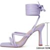 imageMostrin Womens Sandals Strappy Heels for Women Lace Up Square Open Toe Heels Tie Up High Heeled Sandals for Prom Party Daily WearLight Purple