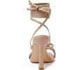 imageMostrin Womens Sandals Strappy Heels for Women Lace Up Square Open Toe Heels Tie Up High Heeled Sandals for Prom Party Daily WearNude