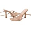 imageMostrin Womens Sandals Strappy Heels for Women Lace Up Square Open Toe Heels Tie Up High Heeled Sandals for Prom Party Daily WearNude