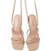imageMostrin Womens Sandals Strappy Heels for Women Lace Up Square Open Toe Heels Tie Up High Heeled Sandals for Prom Party Daily WearNude