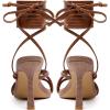 imageMostrin Womens Sandals Strappy Heels for Women Lace Up Square Open Toe Heels Tie Up High Heeled Sandals for Prom Party Daily WearRaffia Brown