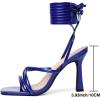 imageMostrin Womens Sandals Strappy Heels for Women Lace Up Square Open Toe Heels Tie Up High Heeled Sandals for Prom Party Daily WearRoyal Blue