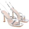 imageMostrin Womens Sandals Strappy Heels for Women Lace Up Square Open Toe Heels Tie Up High Heeled Sandals for Prom Party Daily WearSilver