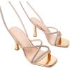 imageMostrin Womens Sandals Strappy Heels for Women Lace Up Square Open Toe Heels Tie Up High Heeled Sandals for Prom Party Daily WearSparkly Rose Gold