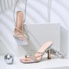 imageMostrin Womens Sandals Strappy Heels for Women Lace Up Square Open Toe Heels Tie Up High Heeled Sandals for Prom Party Daily WearSparkly Silver