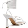 imageMostrin Womens Sandals Strappy Heels for Women Lace Up Square Open Toe Heels Tie Up High Heeled Sandals for Prom Party Daily WearWhite