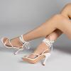 imageMostrin Womens Sandals Strappy Heels for Women Lace Up Square Open Toe Heels Tie Up High Heeled Sandals for Prom Party Daily WearWhite