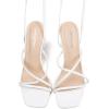 imageMostrin Womens Sandals Strappy Heels for Women Lace Up Square Open Toe Heels Tie Up High Heeled Sandals for Prom Party Daily WearWhite