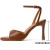 imageMostrin Heels for Women Square Open Toe Heeled Sandals Ankle Strap Sexy Peep Toe High Heels for Party Prom Wedding Dressy Pumps ShoesBrown