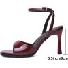 imageMostrin Heels for Women Square Open Toe Heeled Sandals Ankle Strap Sexy Peep Toe High Heels for Party Prom Wedding Dressy Pumps ShoesBurgundy